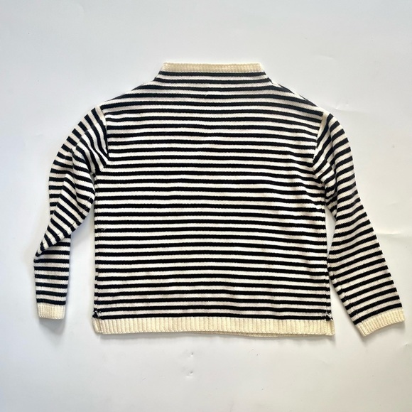 BLACK AND WHITE STRIPED KNIT HIGH NECK SWEATER - Picture 5 of 6